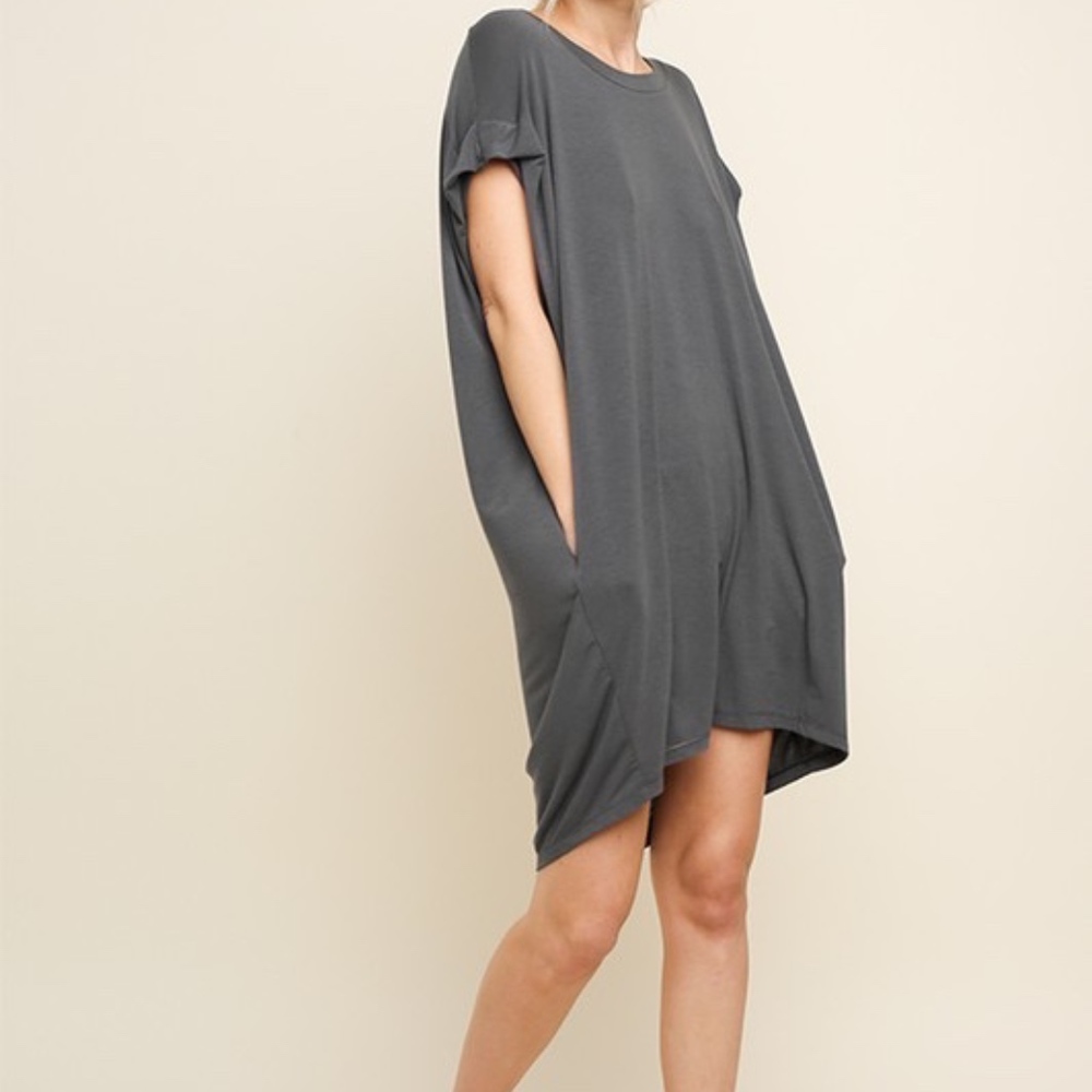 NWT Gray Oversized T-Shirt Dress w/ Pockets